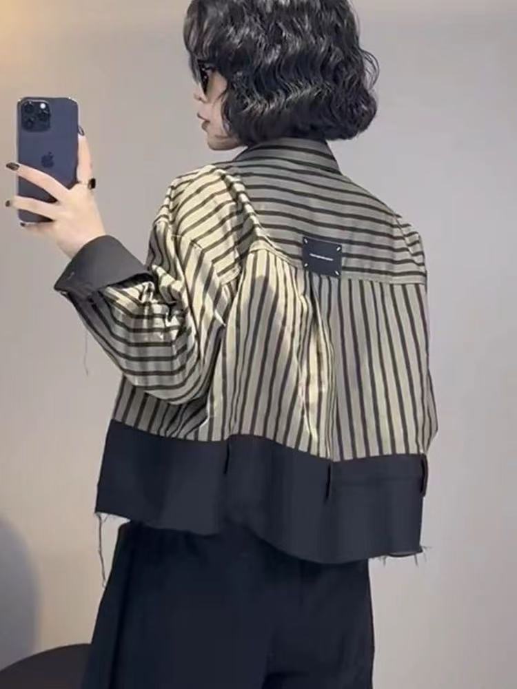 Street Fashion In Korea - Retro Tasarım Kısa Ceketler Gömlek Siyah