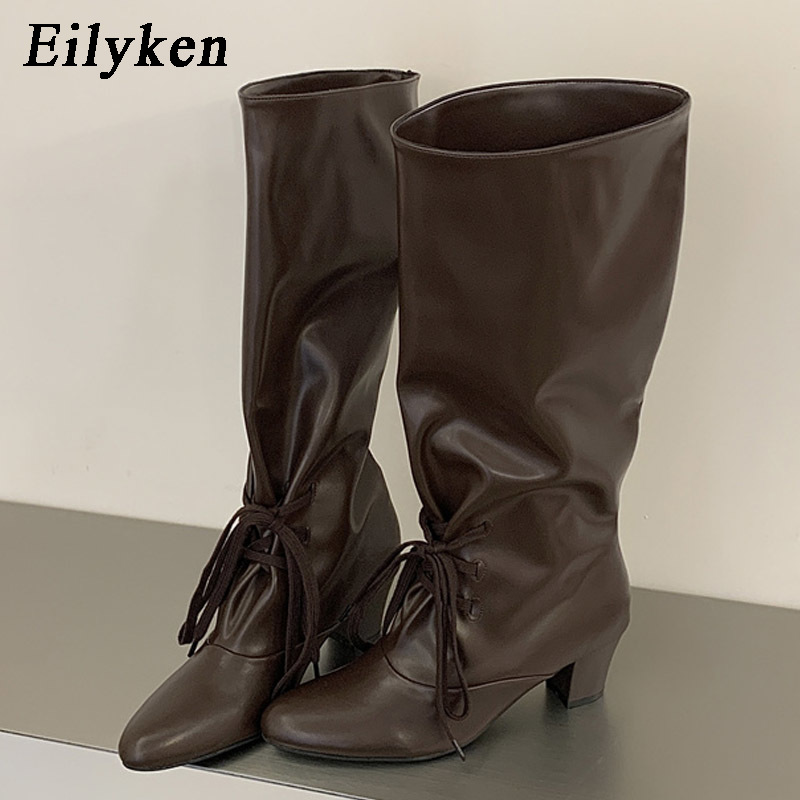 Street Fashion Ladies - Eilyken Kış Modası Bağcıklı Kadın Diz