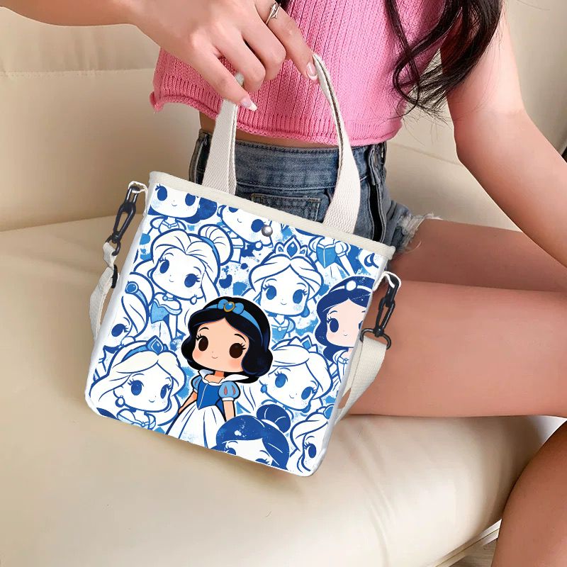 Tote Bag Canvas Print - Karikatür Kar Beyazı Karakterleri Baskılı Bez