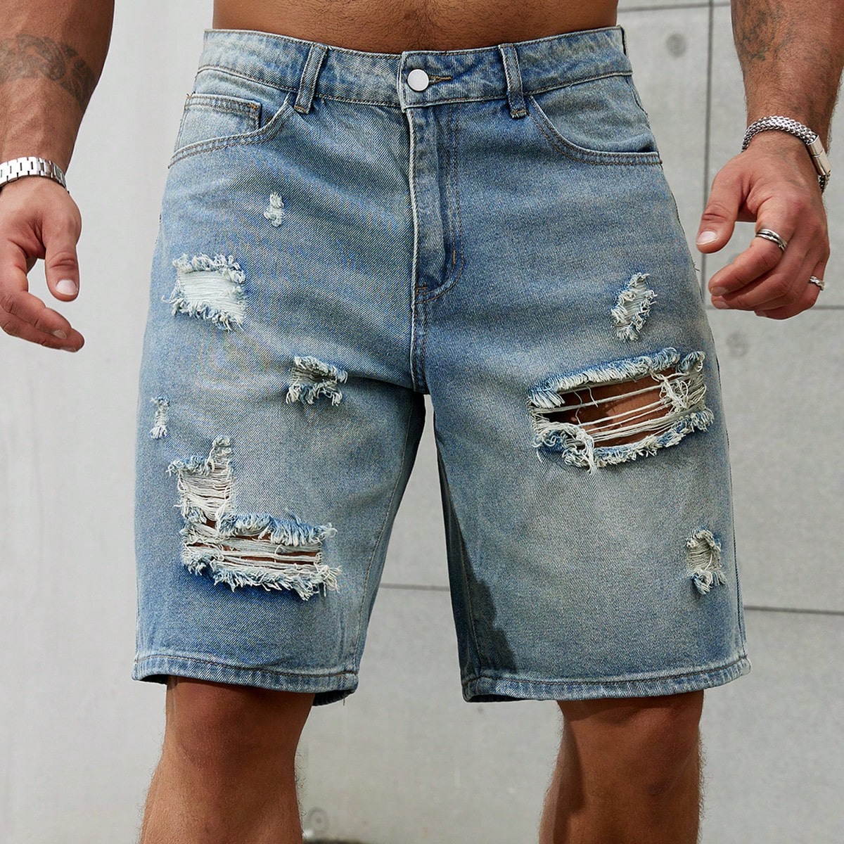 Street Fashion News - Yeni moda Mens yırtık kısa kot