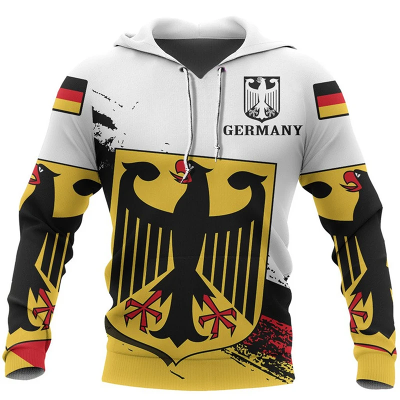 Street Fashion Germany - Almanya Bayrağı Tasarımlı Desenli Kapüşonlu Sweatshirt