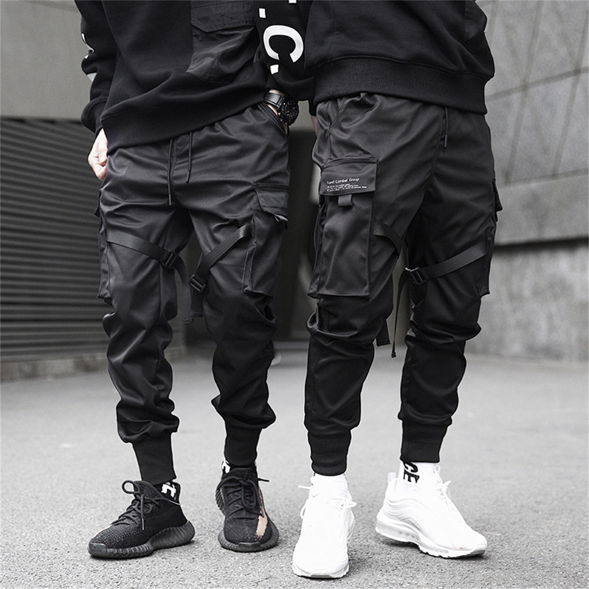 Street Fashion In Korea - Siyah Hip Hop kargo pantolon yaz