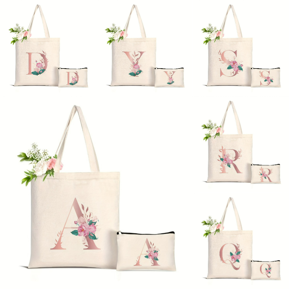 Tote Bag Canvas Print - 1 adet Çiçek Desenli Aşk Mektubu