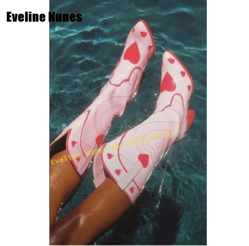 Street Fashion Female - Pembe Kalp Uzay Cowgirl Çizmeler Sivri