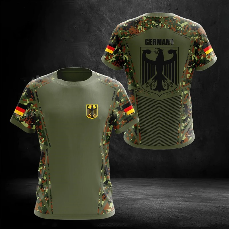 Street Fashion Germany - Unisex Almanya Kamuflaj Desenli Tişört, Kartal