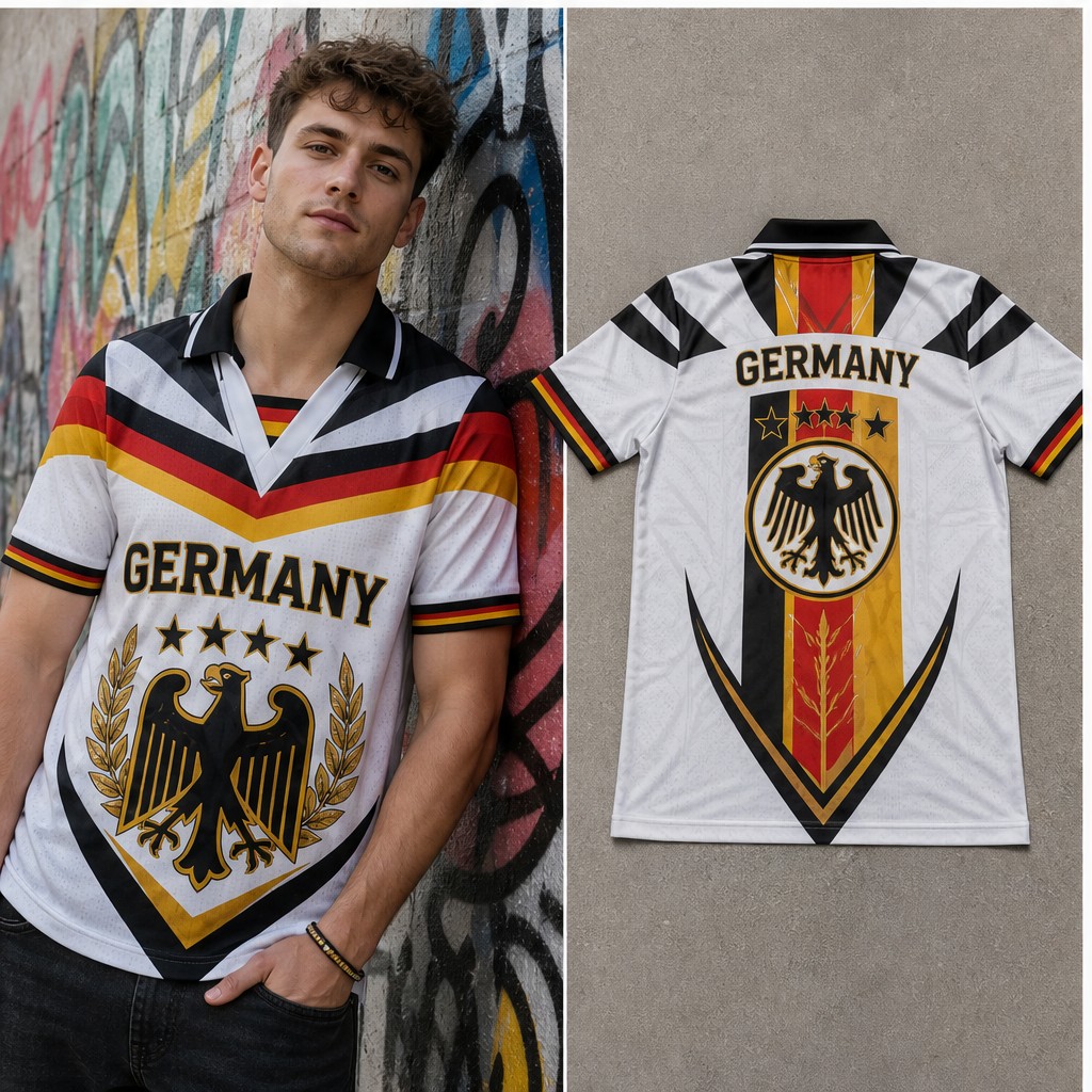 Street Fashion Germany - Erkek Almanya Kartalı Arması Grafikli Yarı