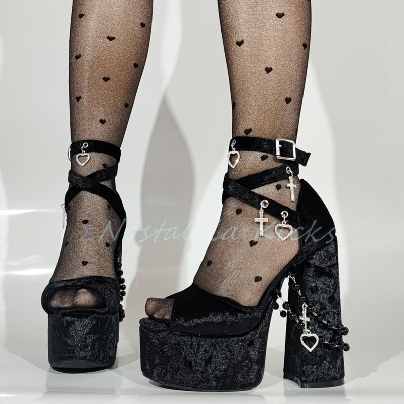 Gotik Siyah Kadife Platform Yü - Street Fashion Rome incelemesi ve fiyatı
