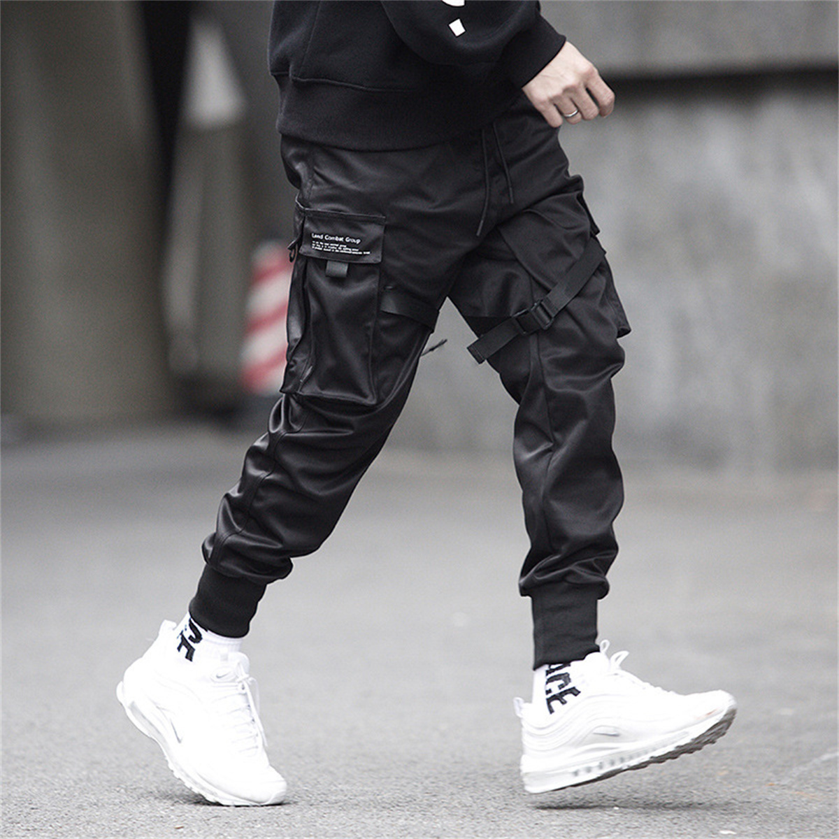 Siyah Hip Hop kargo pantolon y - Street Fashion In Korea incelemesi ve fiyatı