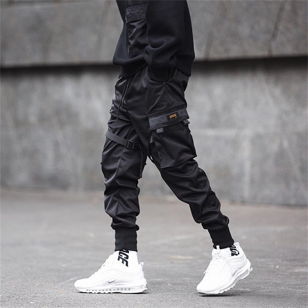 Siyah Hip Hop kargo pantolon y - Street Fashion In Korea incelemesi ve fiyatı
