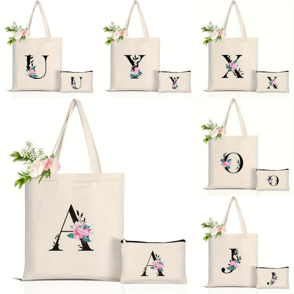 Zarif Çiçek Alfabe Tote Çanta  - Tote Bag Canvas Print incelemesi ve fiyatı