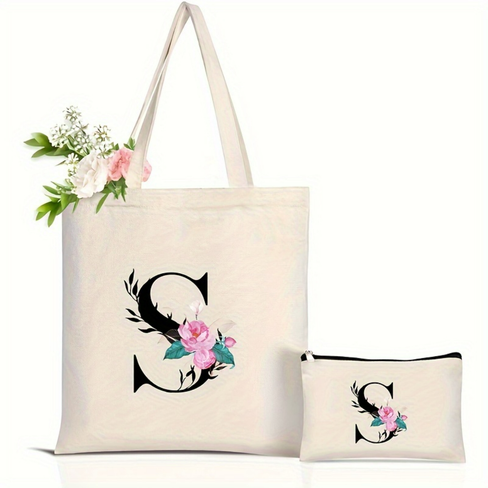 Zarif Çiçek Alfabe Tote Çanta  - Tote Bag Canvas Print incelemesi ve fiyatı