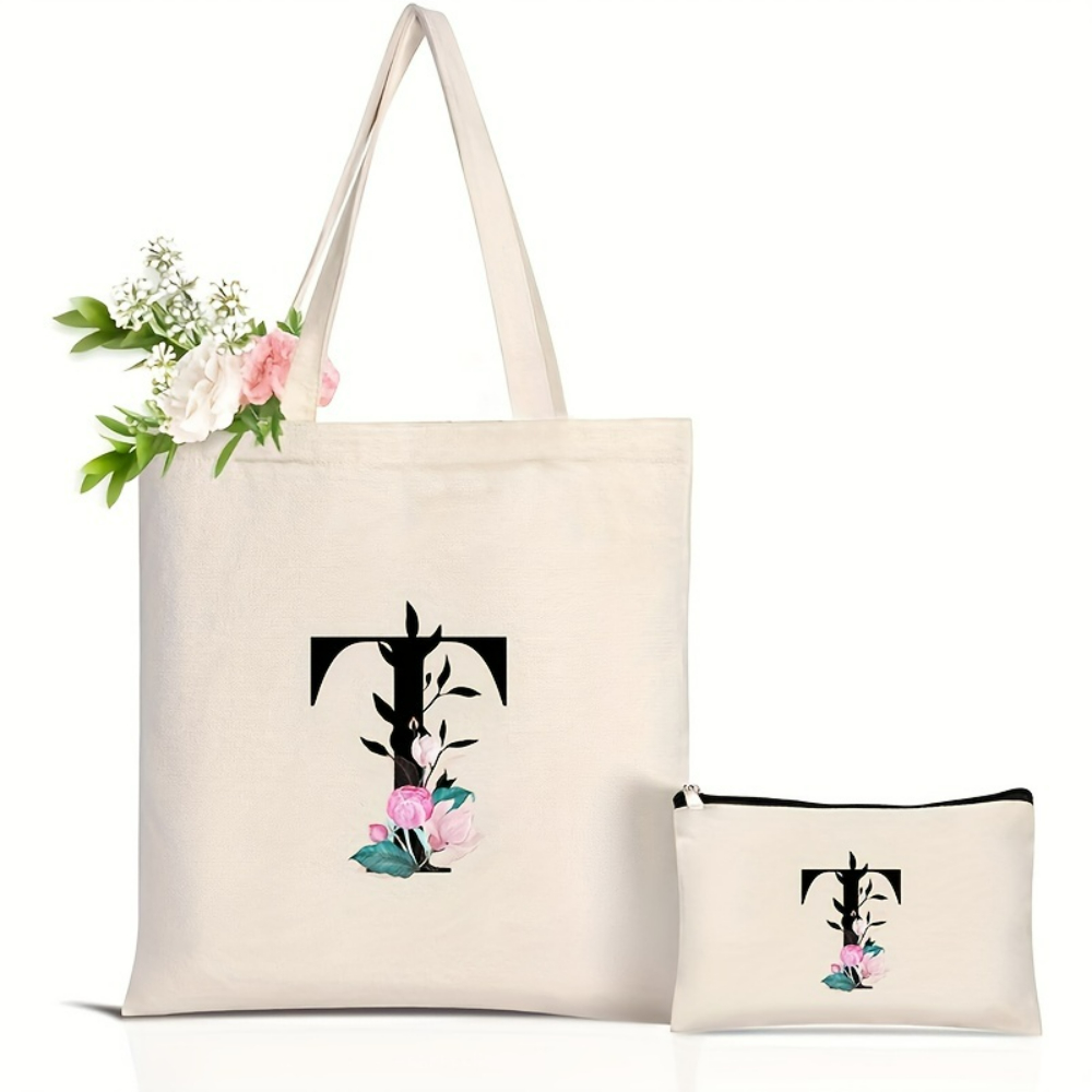 Zarif Çiçek Alfabe Tote Çanta  - Tote Bag Canvas Print incelemesi ve fiyatı
